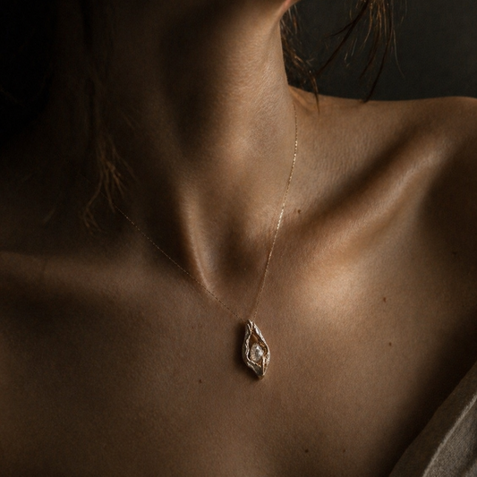 Salt and pepper diamond necklace in sterling silver and gold vermeil