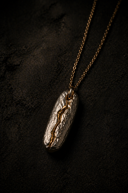Salt and pepper diamond healing necklace in sterling silver and gold vermeil