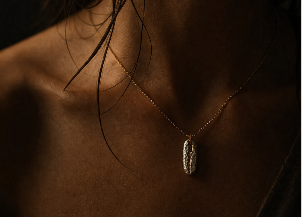 Minimalist fine jewelry necklace with natural salt and pepper diamond