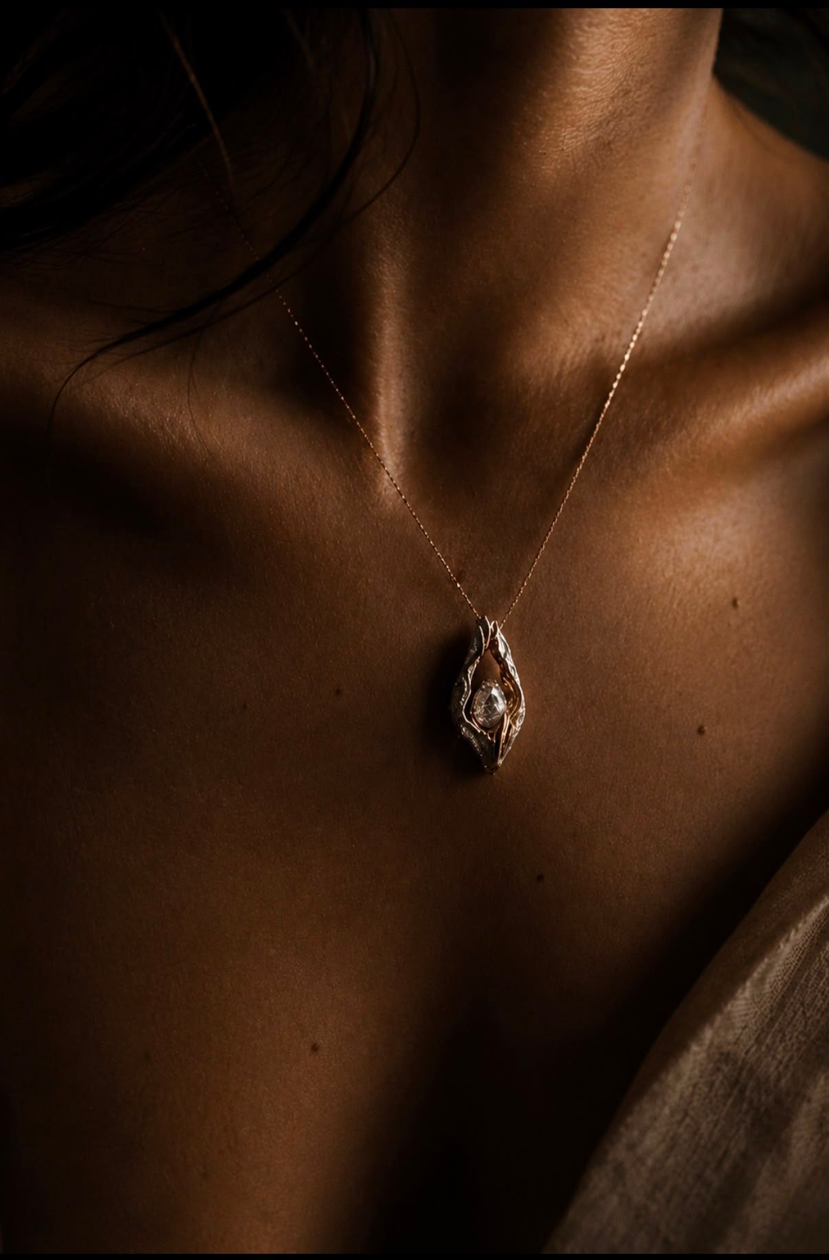 LIANA symbolic fine jewelry — salt and pepper diamond pendant